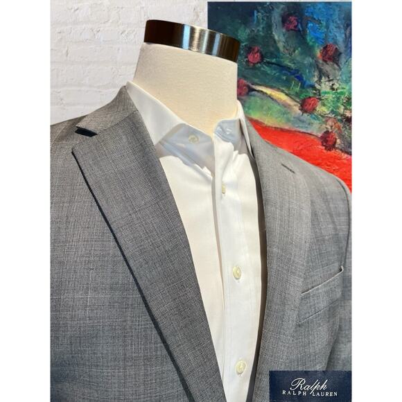 New WOT Ralph Lauren RRL 44L Gray and Ice Blue Glen Plaid Blazer Suit Jacket - Picture 6 of 16